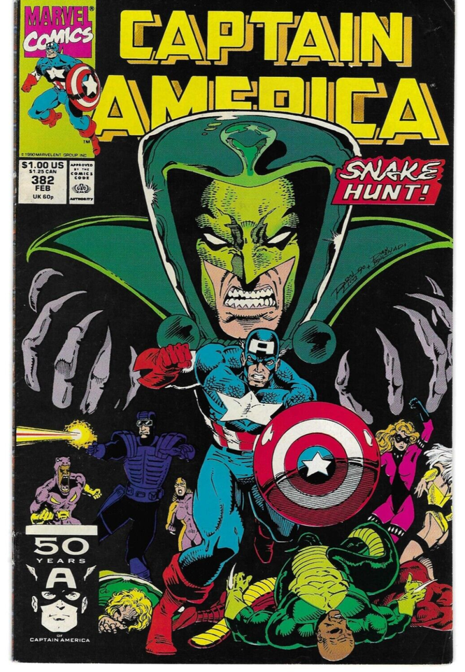 Captain America #382 : 1991 : MARVEL : F/VF : vs. The Serpent Society