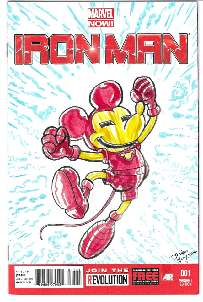 Iron Man #1 Virgin Variant w/custom art by Brian Wingrove: MARVEL : 2013 : VF/NM