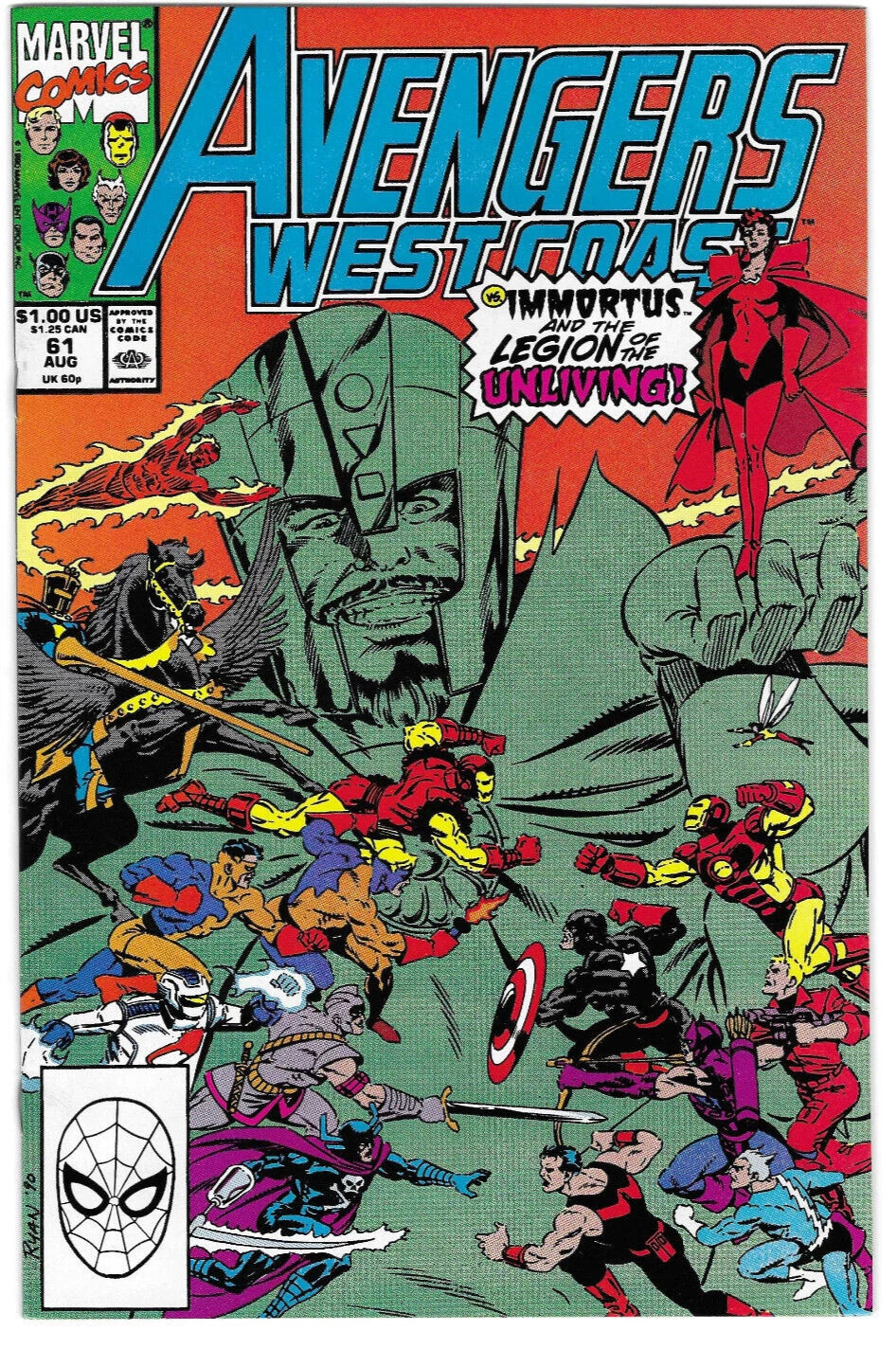 Avengers West Coast #61 : 1990 : MARVEL : Cameo App. of the Time Keepers