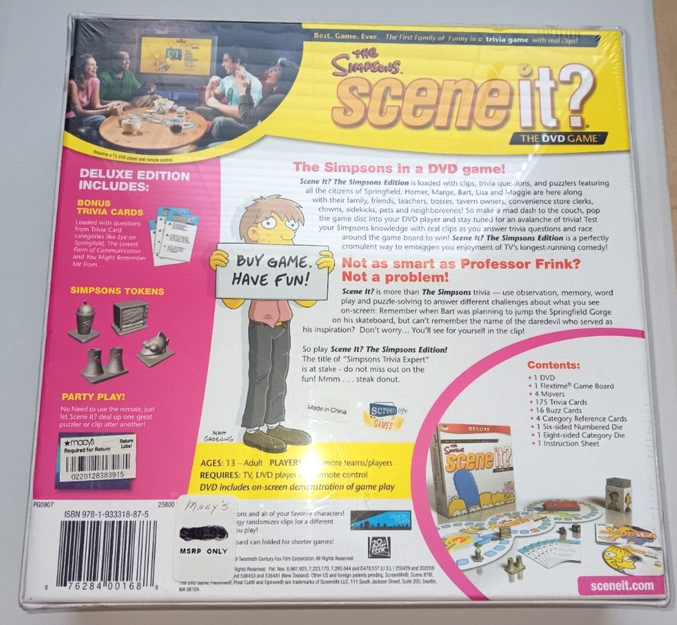 THE SIMPSONS Scene It? DELUXE DVD Board Game : NIB : Trivia Game :2009: MATTEL