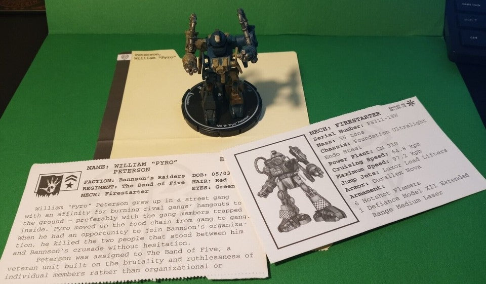 Mechwarrior - Dark Age : "Pyro" Peterson #106 Pyro w/dossier : 2002