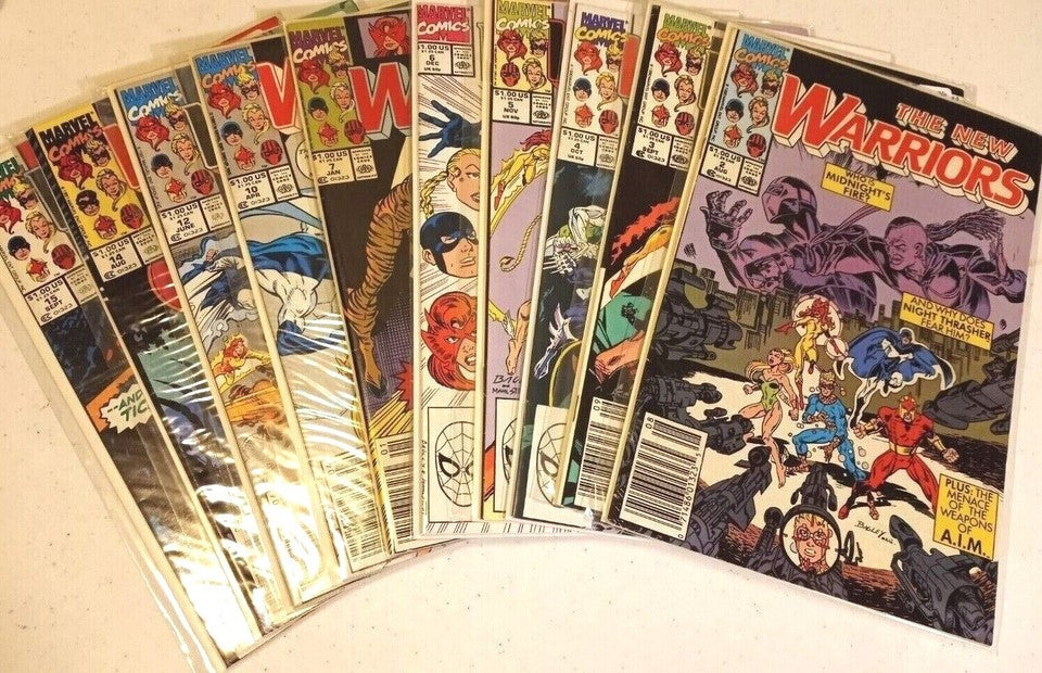 Lot of 10 Comics The New Warriors- Issues #2-7,10,12,14 & 15 : MARVEL