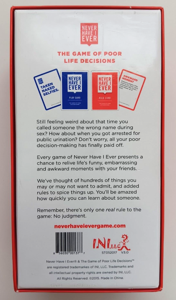 Never Have I Ever : Card Game : Pre-Owned