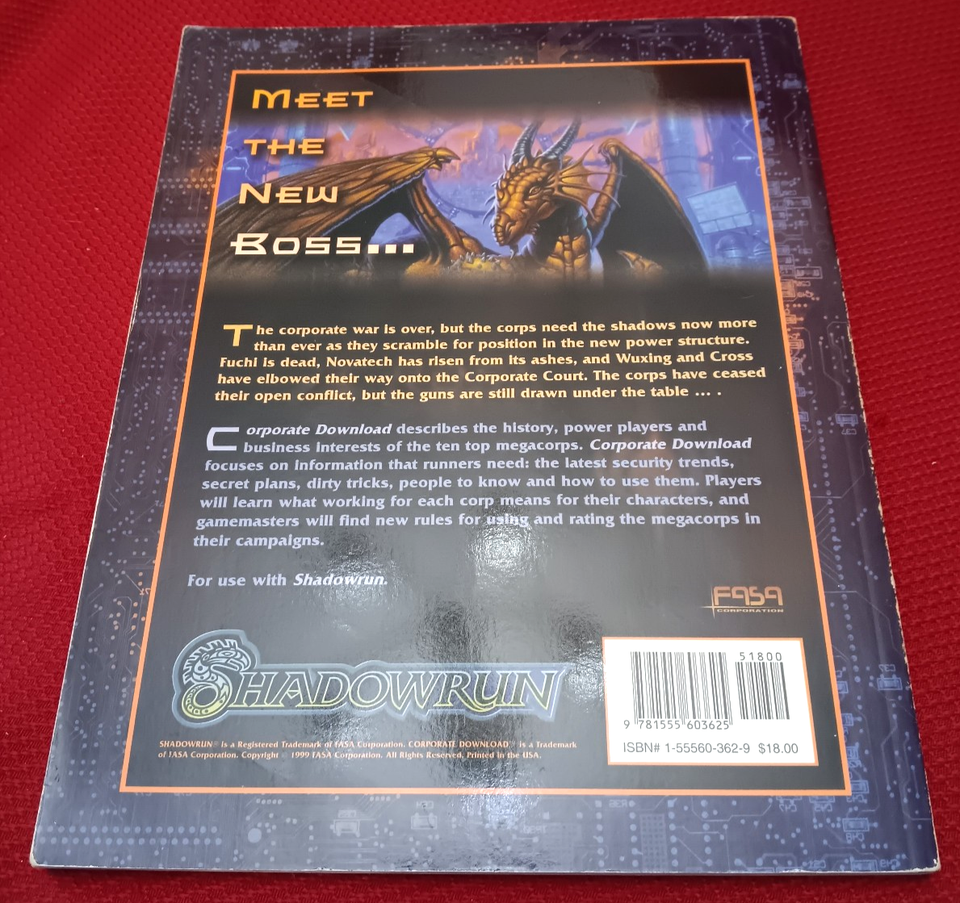 Shadowrun Corporate Download : FASA : VG : 1999