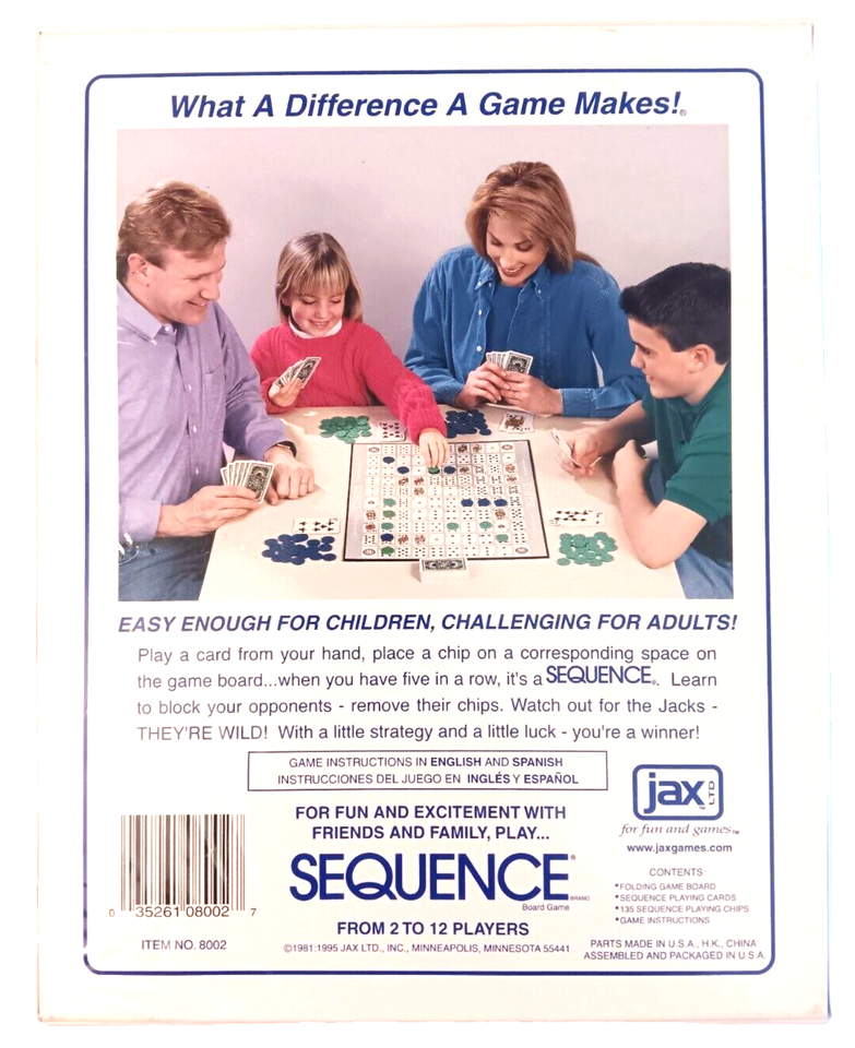 Sequence Board Card Game of Strategy - Fun, Challenging and Exciting! Jax
