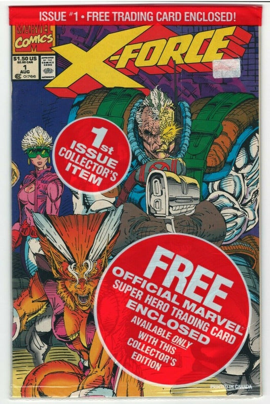 X-Force #1 : MARVEL : Cable Variant : Polybagged wrap around with Cable card: NM