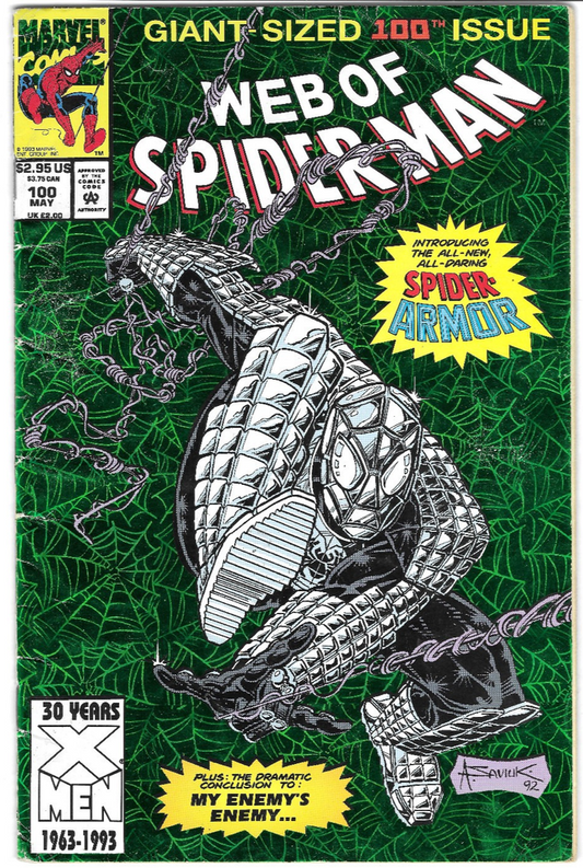 Web of Spider-Man #100 : MARVEL : 1993 : F/VF : 1st Spider Armor