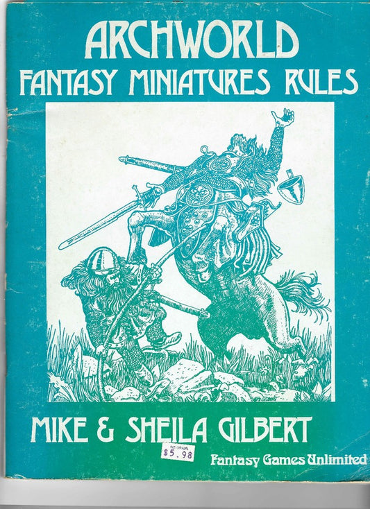 Vintage Archworld Fantasy Miniatures Rules RPG Fantasy Games Unlimited 1977 PB