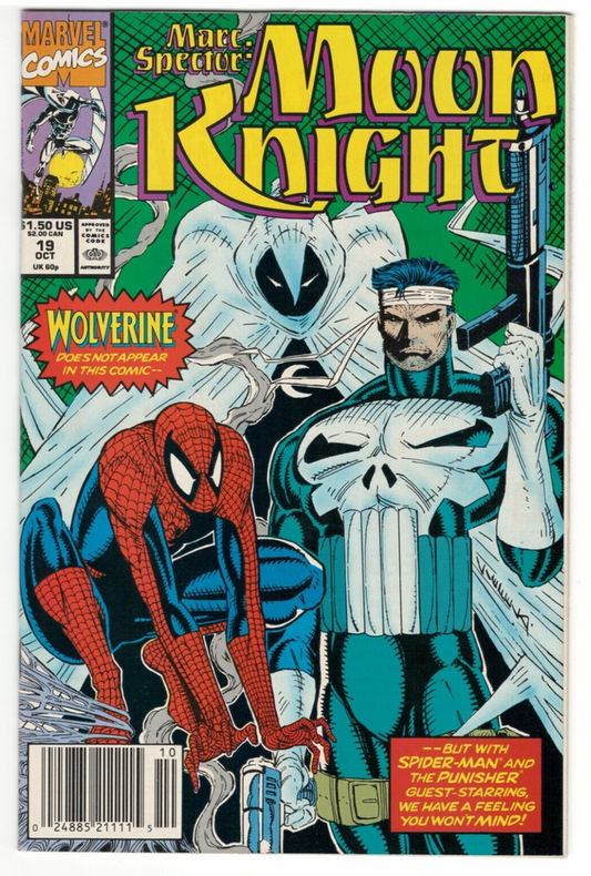 Marc Spector : Moon Knight #19: 1990 : MARVEL : NM : Punisher & Spider-Man App.