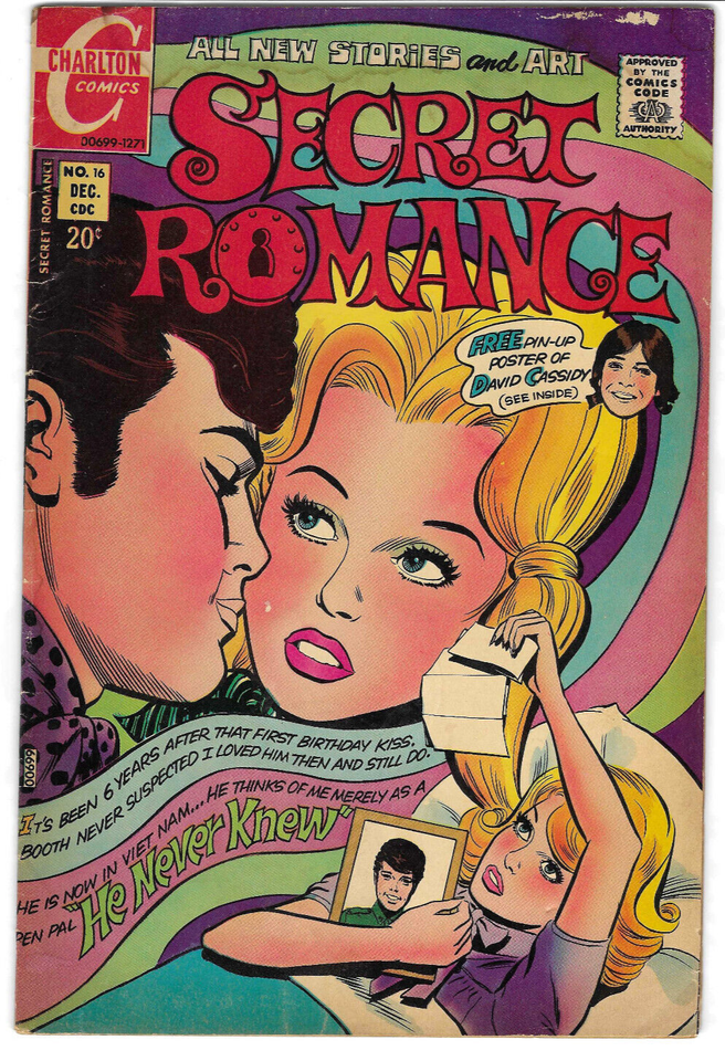 Secret Romance #16 : Charlton Comics : 1971 : David Cassidy Pinup : G/VG