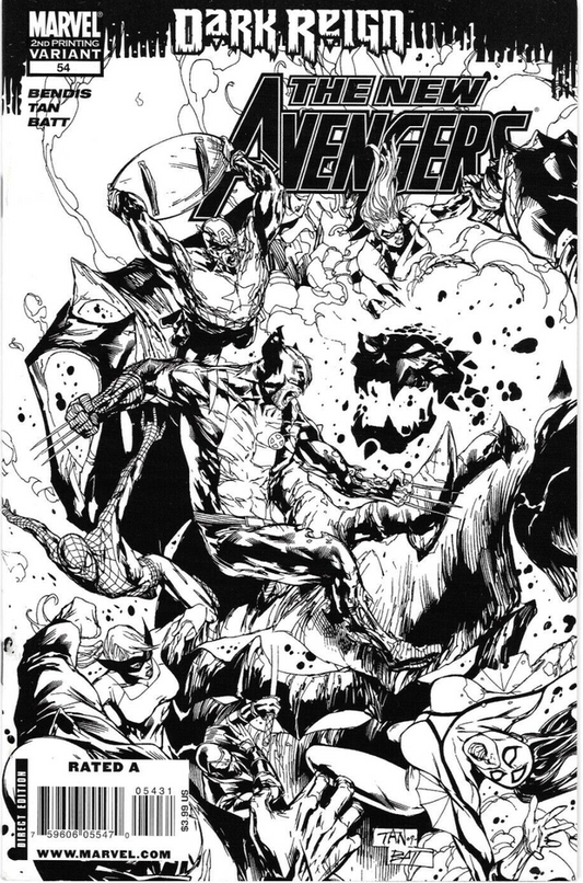 The New Avengers #54 : MARVEL : 2005 : 2nd Print Variant, B&W Cover : KEY ISSUE