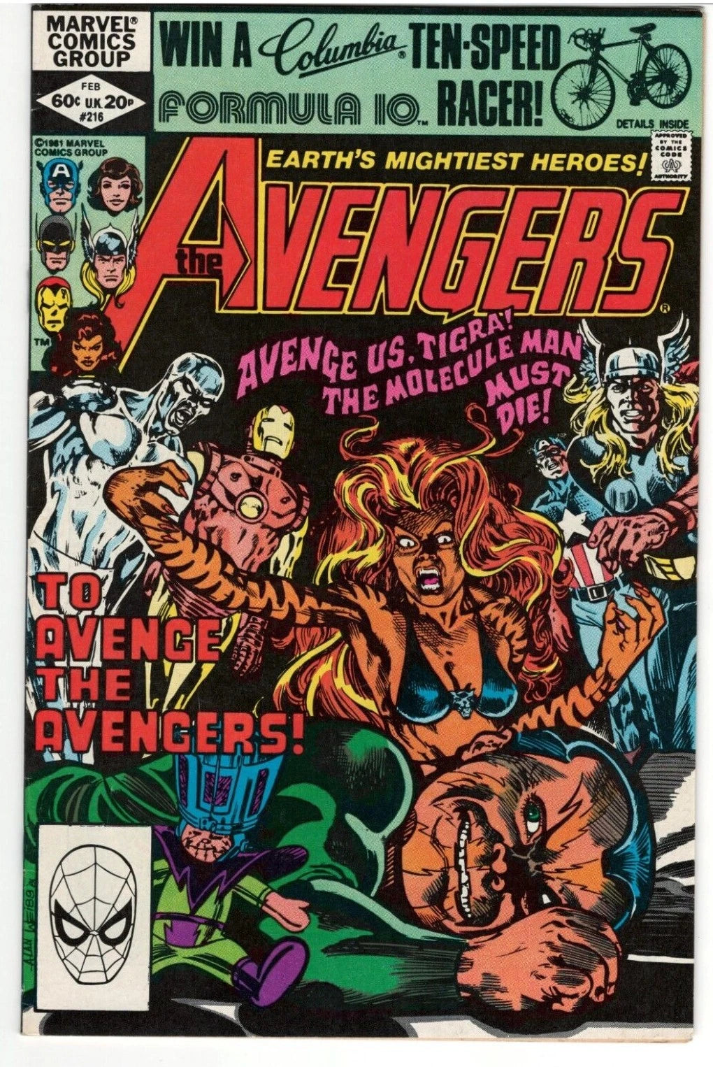 Avengers #216 : MARVEL : 1982 : Molecule Man Appearance : VINTAGE