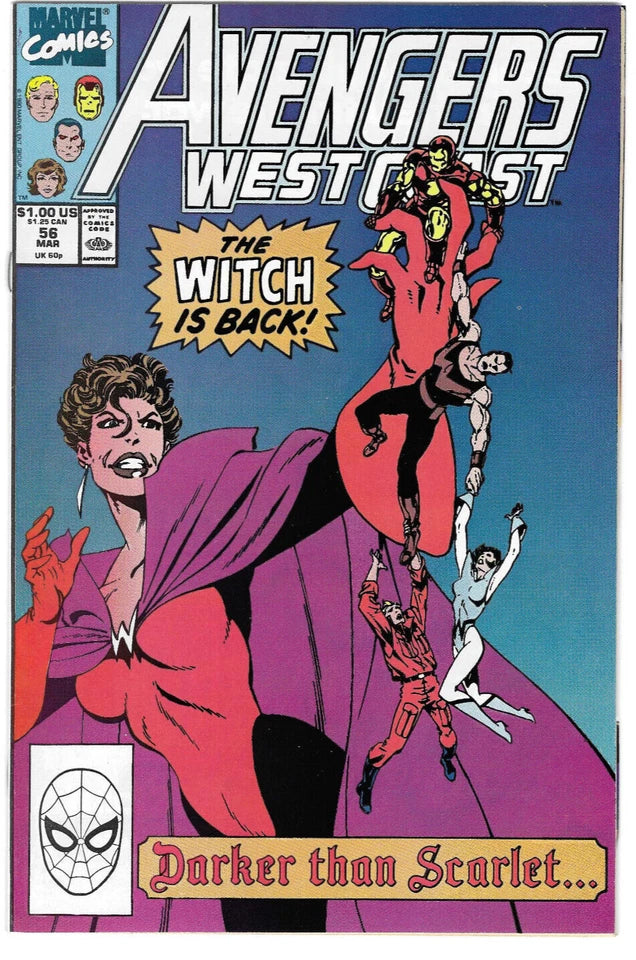 Avengers West Coast #56 : 1990 : MARVEL : 1st Cover of Dark Scarlet costume