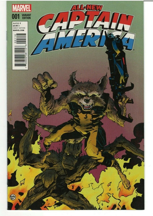 Captain America #1: 2015 : Paul Pope Rocket & Groot VARIANT Cover
