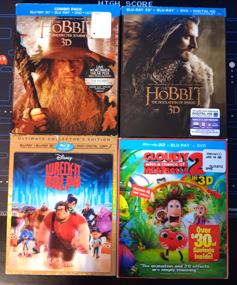 LOT OF 7 BLU-RAY 3D MOVIES Smurfs. The Hobbit, Wreck-it Ralph, Hercules+MORE